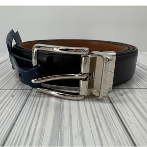Cole Haan Belt Mens 32mm Reversible Black/Tan‎ 11HN010015 Silver Buckle Large